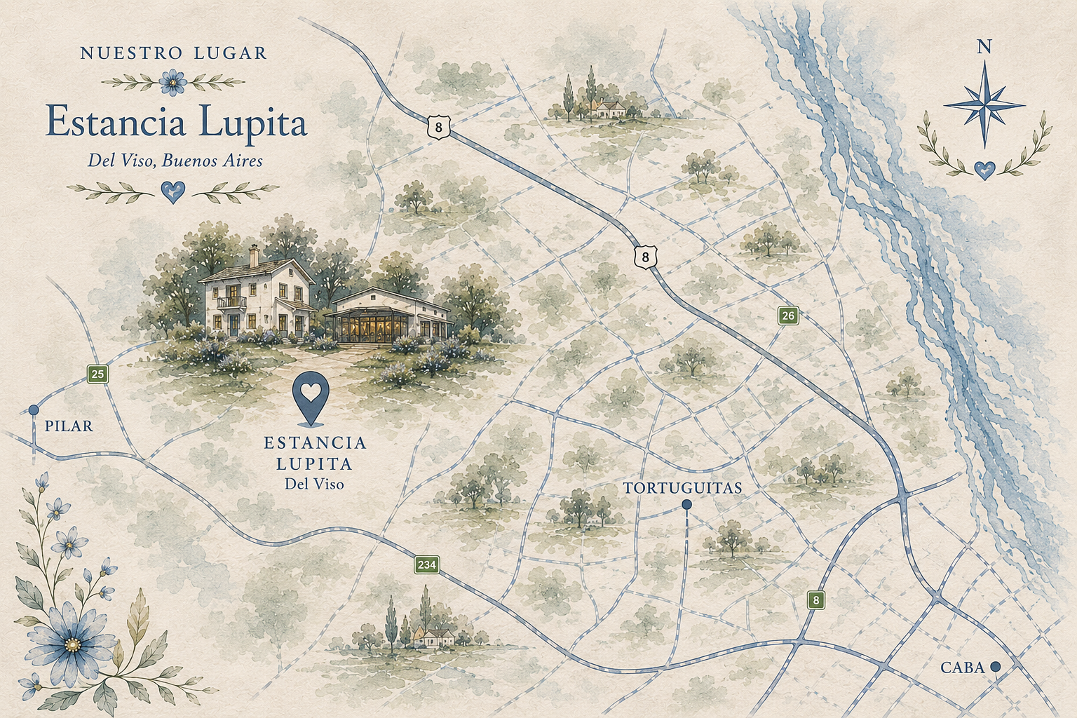 Mapa hacia Estancia Lupita